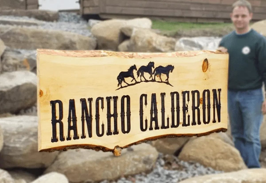 X-LARGE ANY DESIGN Carved Business Signs : Live Edge Slab Limited Rustic Carved Woodburn Handcrafted Wood Sign with logo farm office outdoor  ADK Dream Creations .