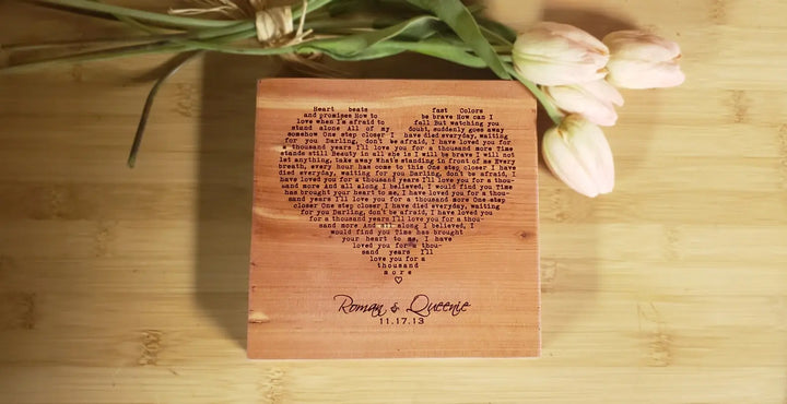 CUSTOM SHAPE : Solid Wood Sign, Engraved Wedding Song, First Dance Lyrics, Wedding Lyrics Sign, Heart Shaped Couples Song, Newlywed Gift  ADK Dream Creations .