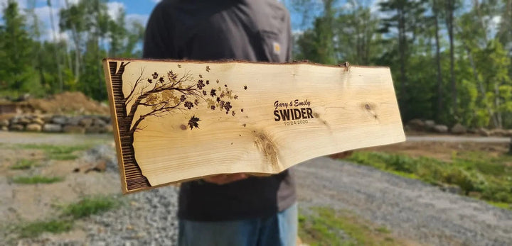 CUSTOM TREE : Personalized Wedding Guest Book Alternative Wood Rustic Slab ( Maple )  ADK Dream Creations .