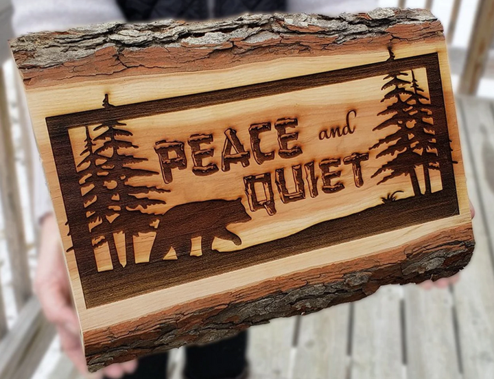 Custom personalized bear wood family name sign