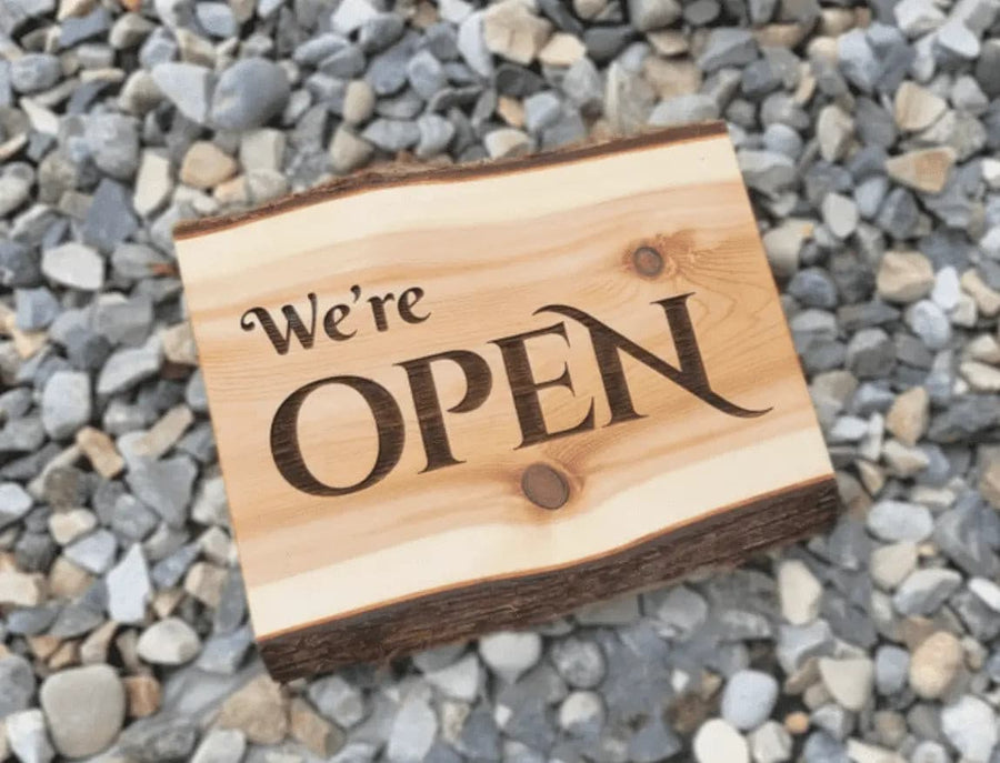 CUSTOM TEXT : Personalized Modern Rustic Business Sign, We're Open Sign, Closed Sign, Store Sign, Office Sign, Bathroom Sign, Wood Sign  ADK Dream Creations .