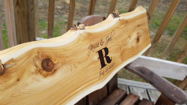 Custom Monogram : Personalized Wedding Guest Book Alternative Wood Rustic Slab  ADK Dream Creations .