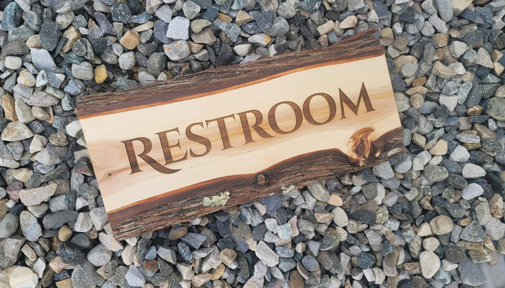 Restroom or Bathroom Sign : Personalized Modern Rustic Business Wood Door ADK Dream Creations