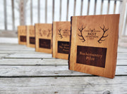 CUSTOM DESIGN : Unique Rustic Plaque Idea. Cherry Live Edge Slab Rustic Engraved Carved Wooden Sign Hanging Standing Plaque Portrait Memorial Retirement. For awards, recognition, or memorial plaque