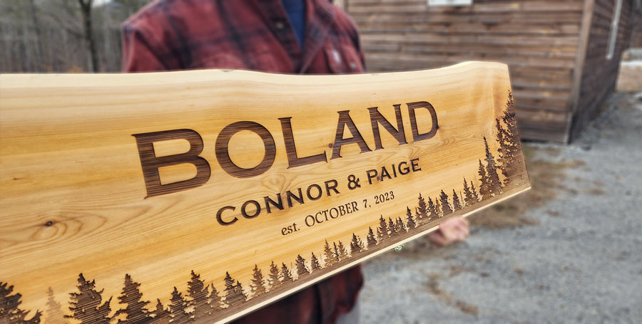CUSTOM ANY DESIGN : Live Edge Wood Sign for Quotes, Memorial or Retirement ADK Dream Creations