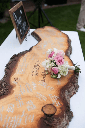 CUSTOM TEXT : Wedding Guest Book Idea Alternative Wood Unique Cherry Rustic Slab ( Wavy )  ADK Dream Creations .