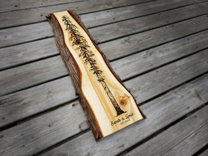 CUSTOM ANY DESIGN : Personalized Wedding Guest Book Alternative Wood Slab Handcrafted Engraved Carved Customized Wood Signs Cedar Live Edge 5th Anniversary Gift  ADK Dream Creations .