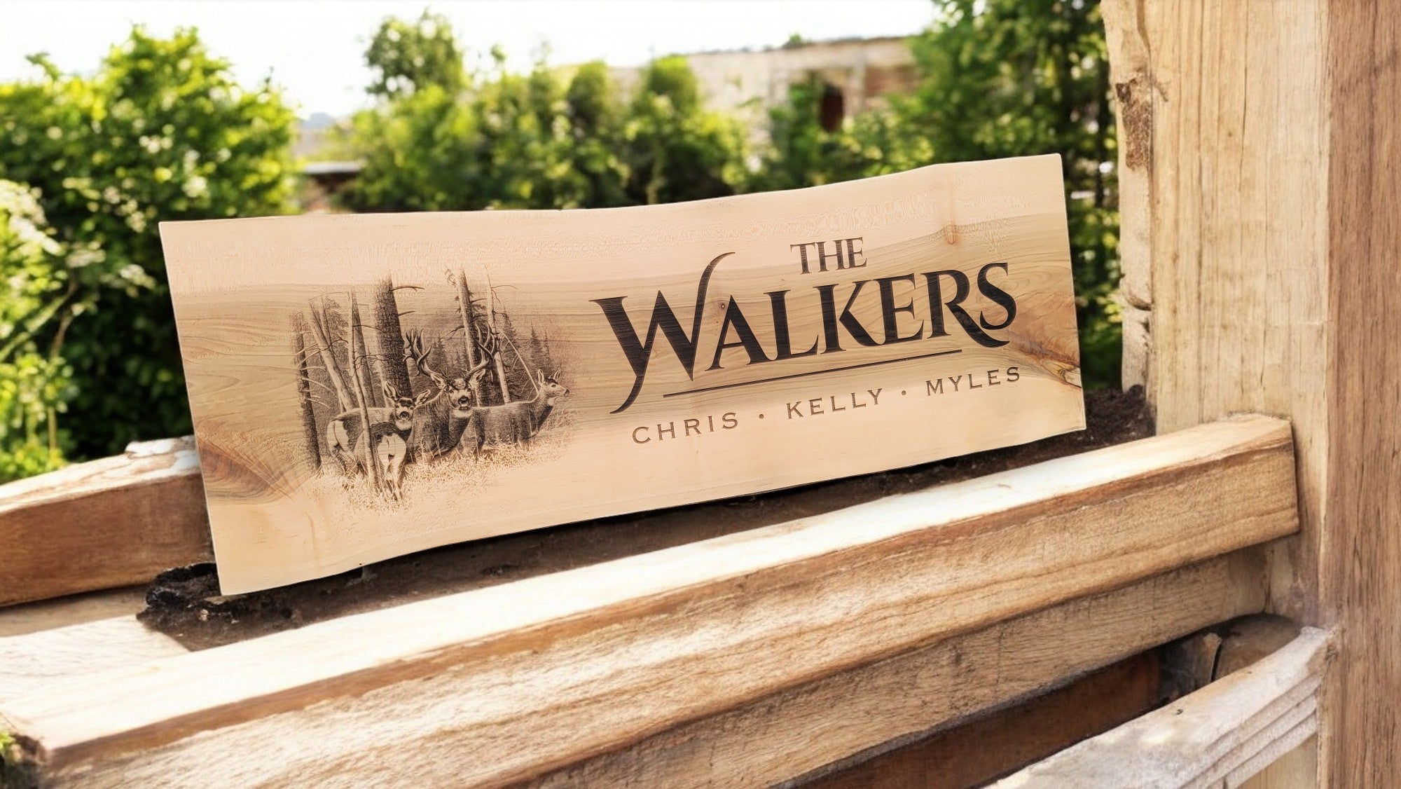Rustic Engraved Sign CUSTOM ANY DESIGN : Rustic Live Edge Wood Sign Engraved on Solid Maple ...