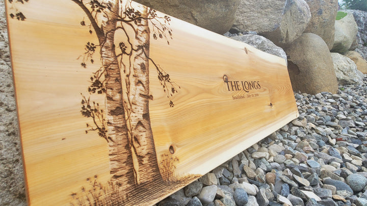 CUSTOM TREE : Personalized Wedding Guest Book Alternative Wood Rustic Slab (birch) ADK Dream Creations
