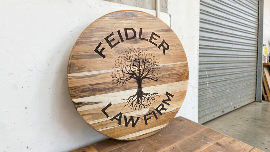 CUSTOM ANY DESIGN: Personalized Rustic Solid Wood Sign for Home or Business ( Round Teak ) ADK Dream Creations