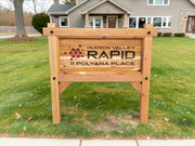 large Wooden business sign with RAPID branding outdoor quality sign

