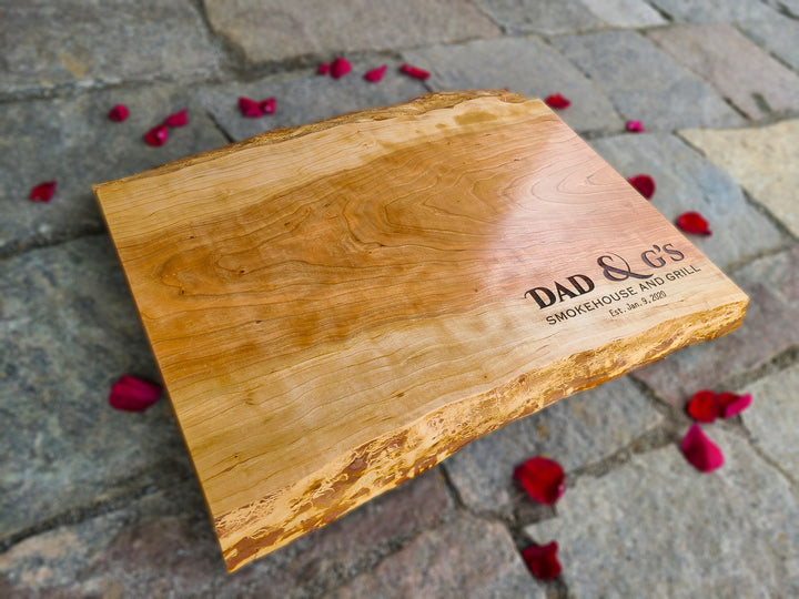 SOLID WOOD : CHERRY Large Personalized Charcuterie Cutting Board Butcher Block Unique Wedding Gift Alternative Wood Slab Engraved Custom Signs Live Edge  ADK Dream Creations .
