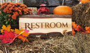 Restroom or Bathroom Sign : Personalized Modern Rustic Business Wood Door ADK Dream Creations